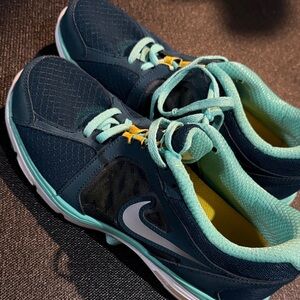 Nike Dark Blue and Aqua Running Shoes